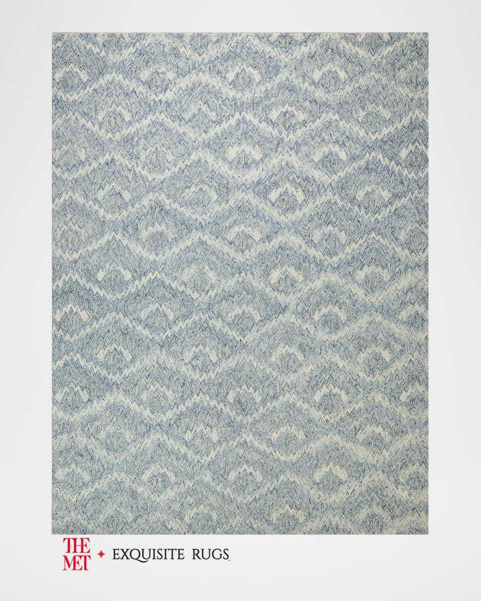 Bargello Hand-Tufted Light Blue Rug, 9' x 12'